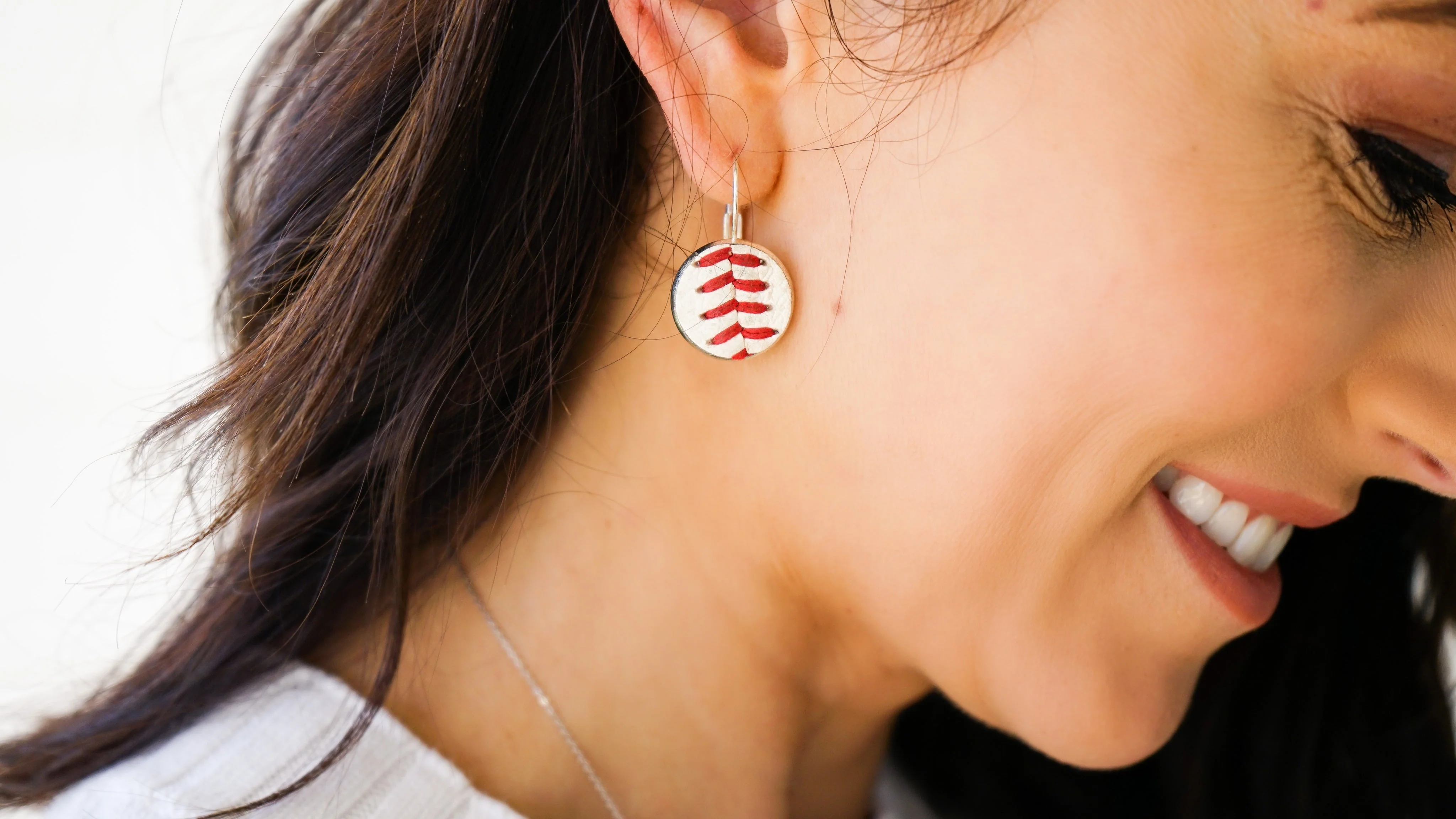 Baseball Seam Jewelry Gift Set - Earrings Necklace Bundle - Image 2