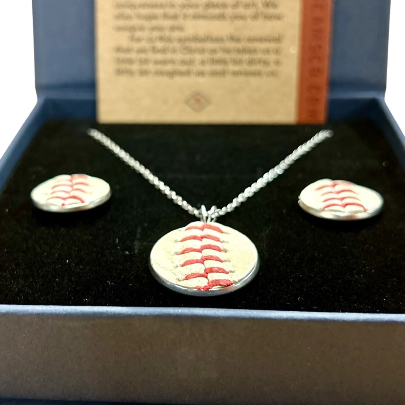 Baseball Seam Jewelry Gift Set - Earrings Necklace Bundle - Image 4