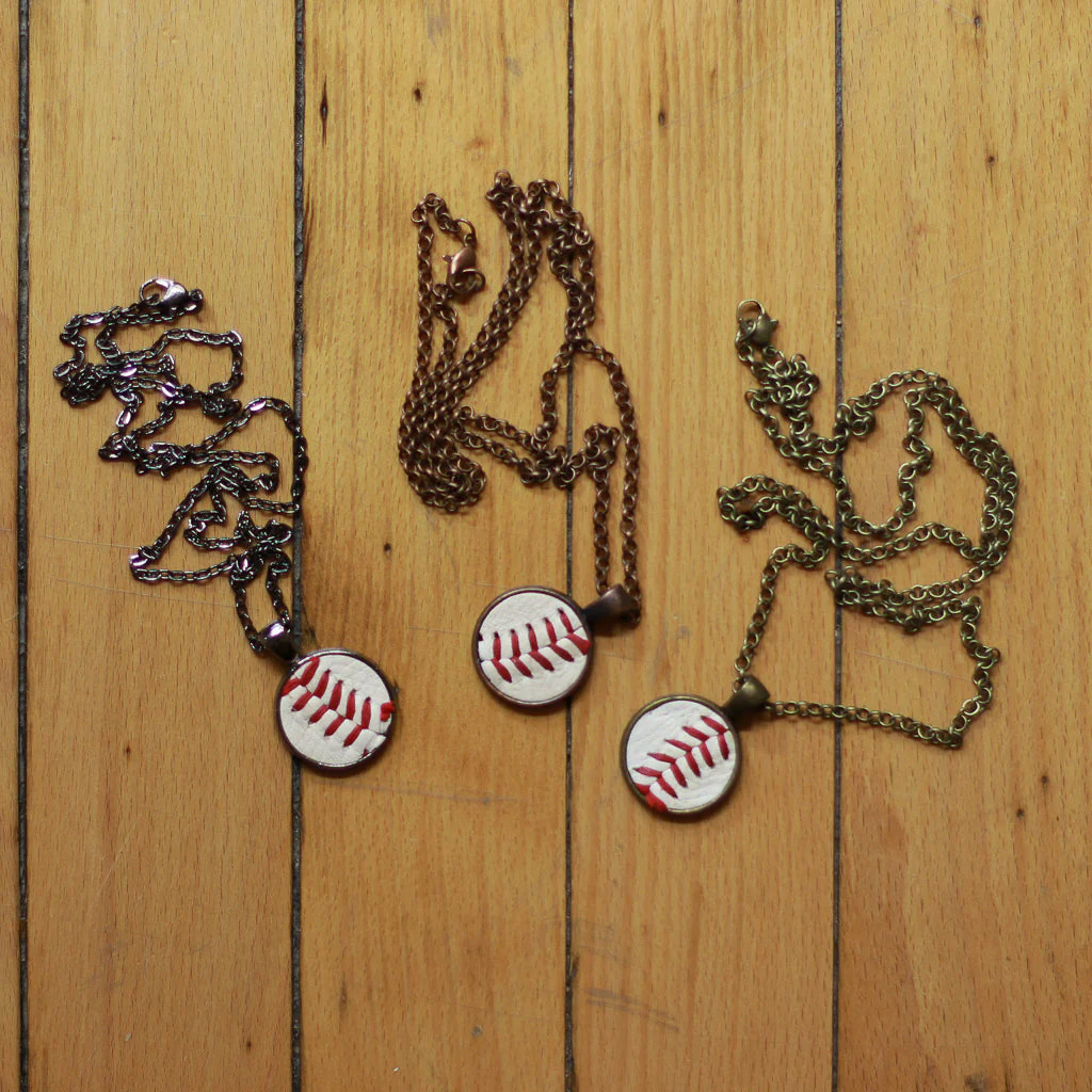 Baseball Seam Pendant Necklace - Image 4