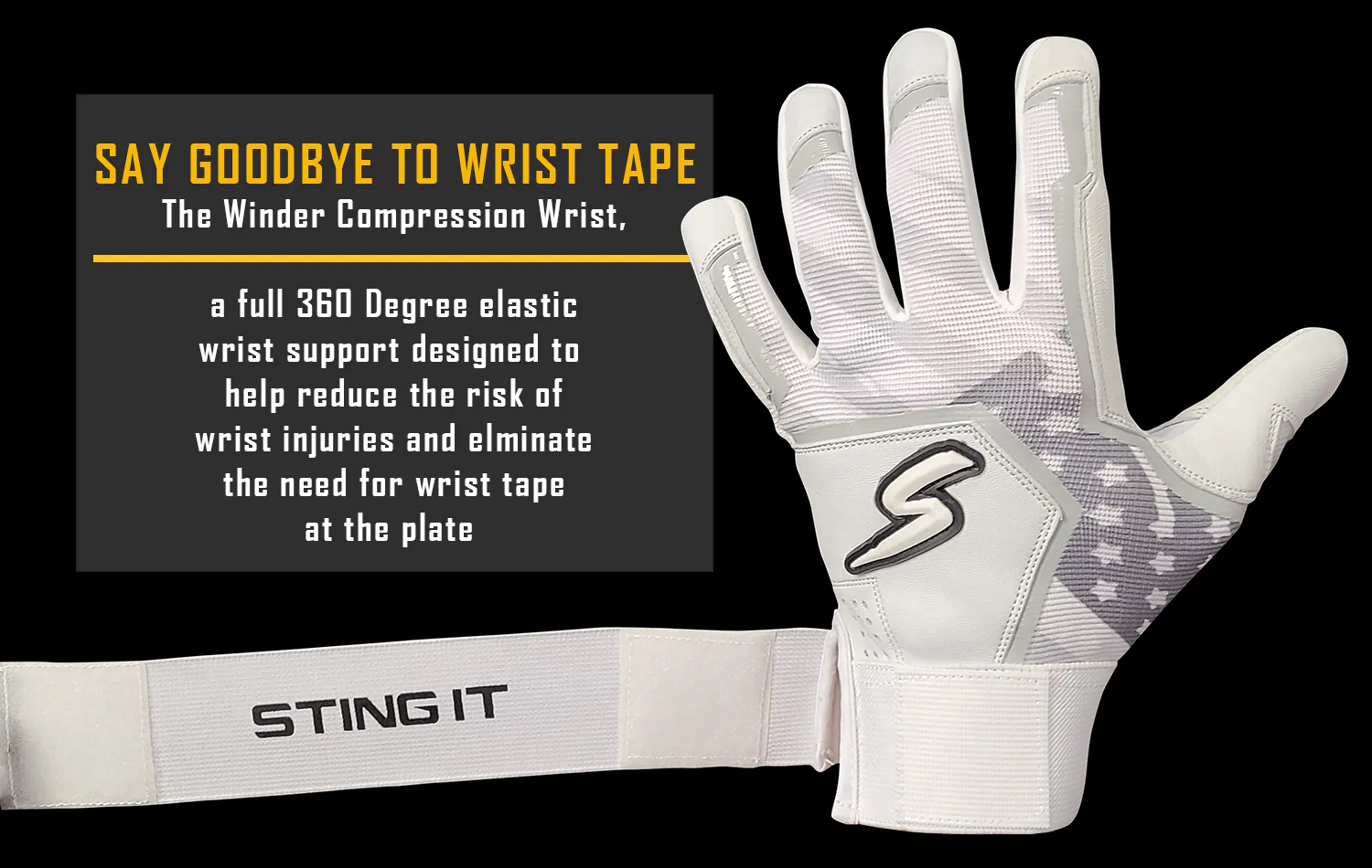 Winder Series Batting Gloves - Black & White - Image 9