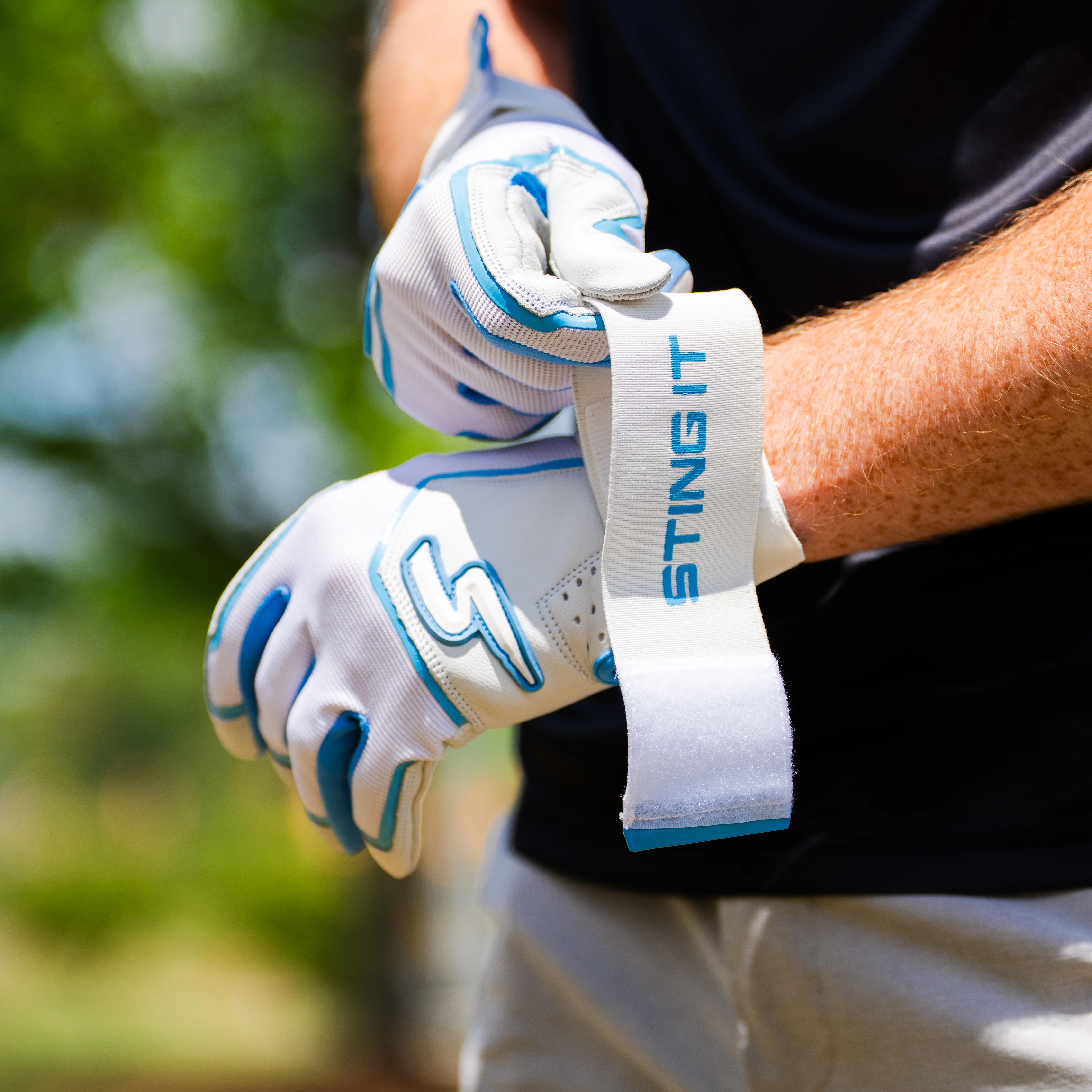 Winder Series Batting Gloves - Columbia Blue & White - Image 4