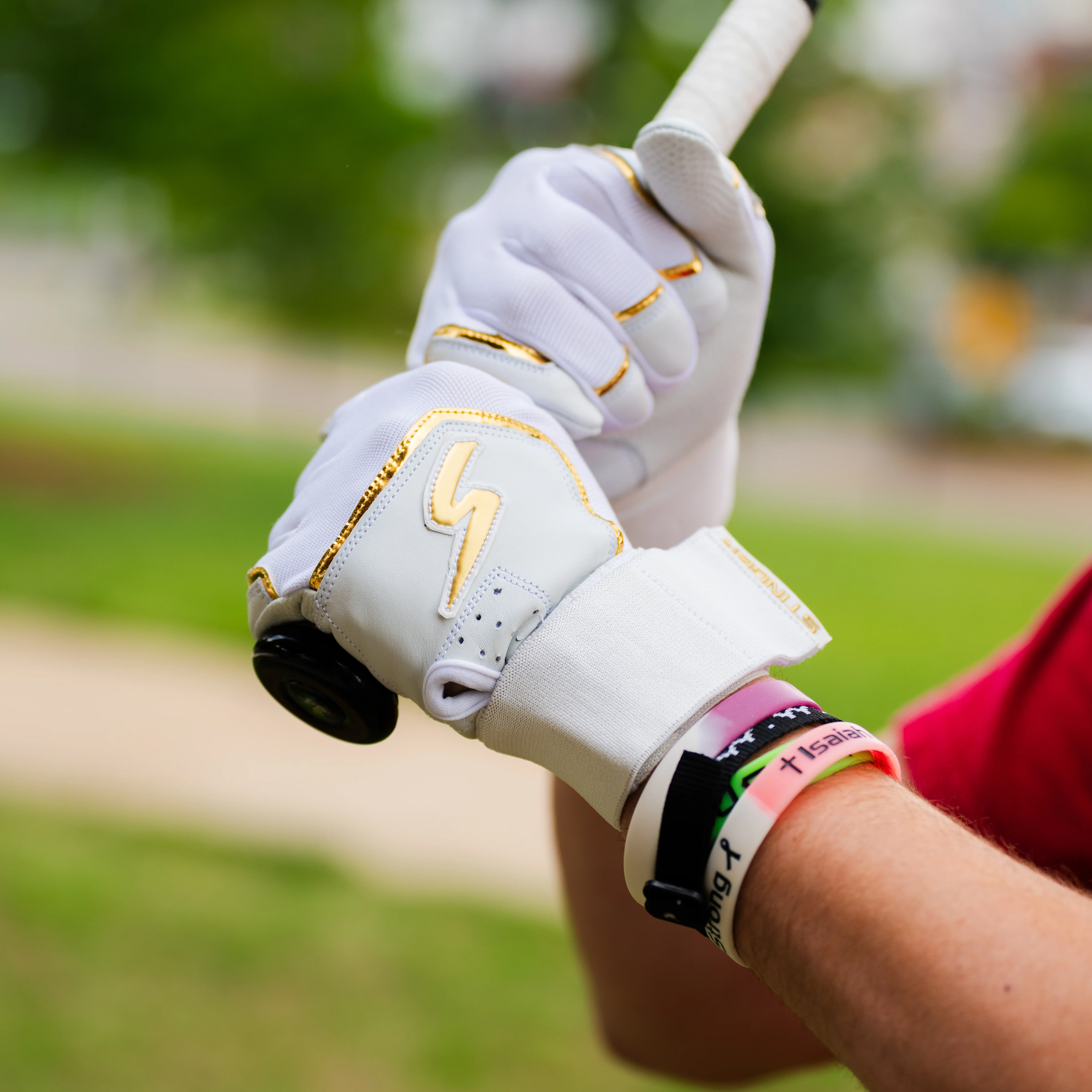 Winder Series Batting Gloves - White & Gold Chrome - Image 3