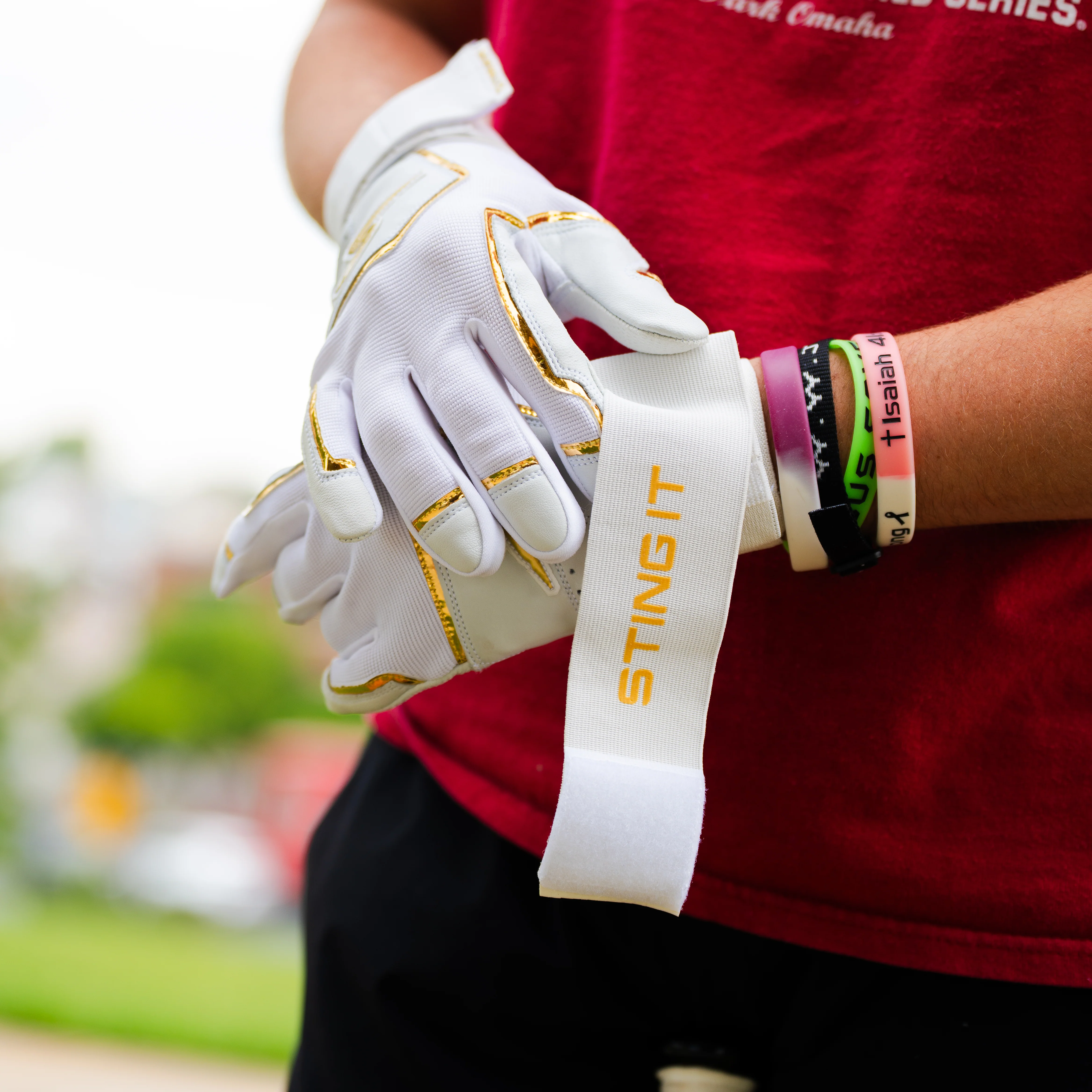 Winder Series Batting Gloves - White & Gold Chrome - Image 4